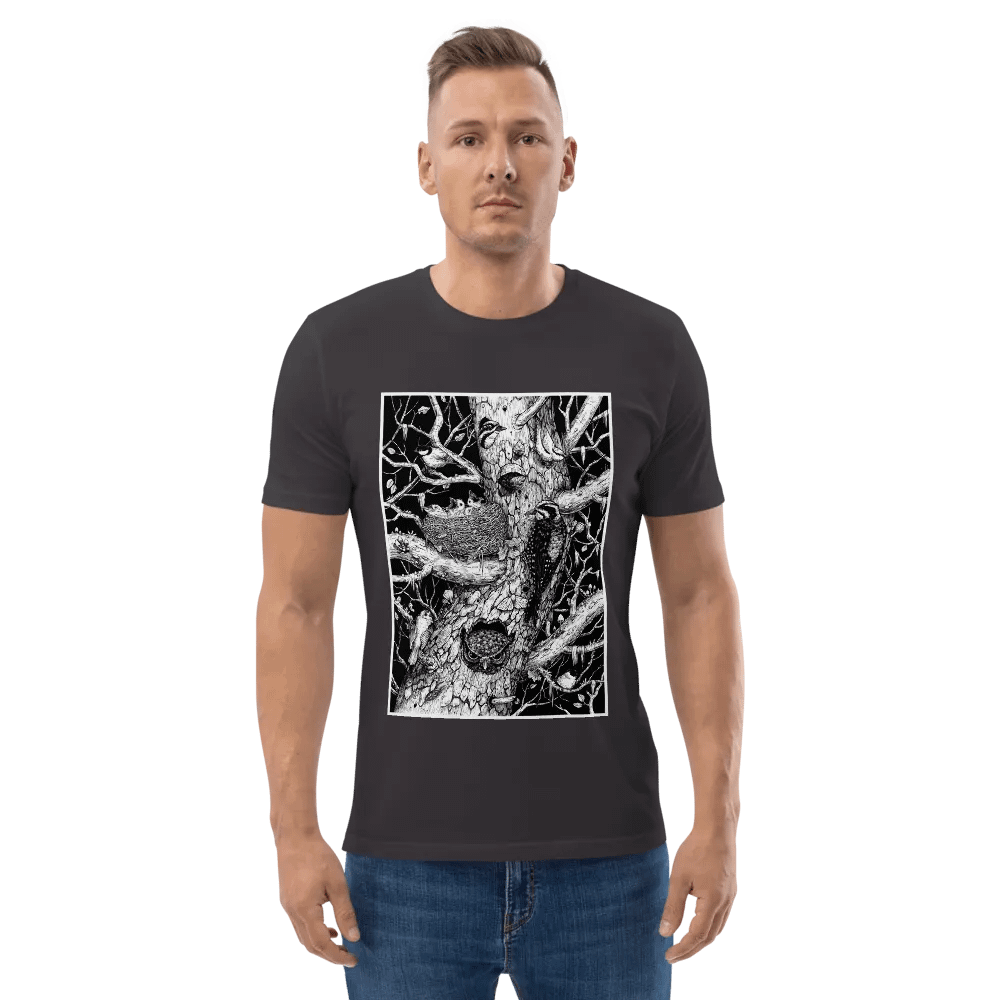 Birds of the wilderness - organic cotton, b&w print product image (2)