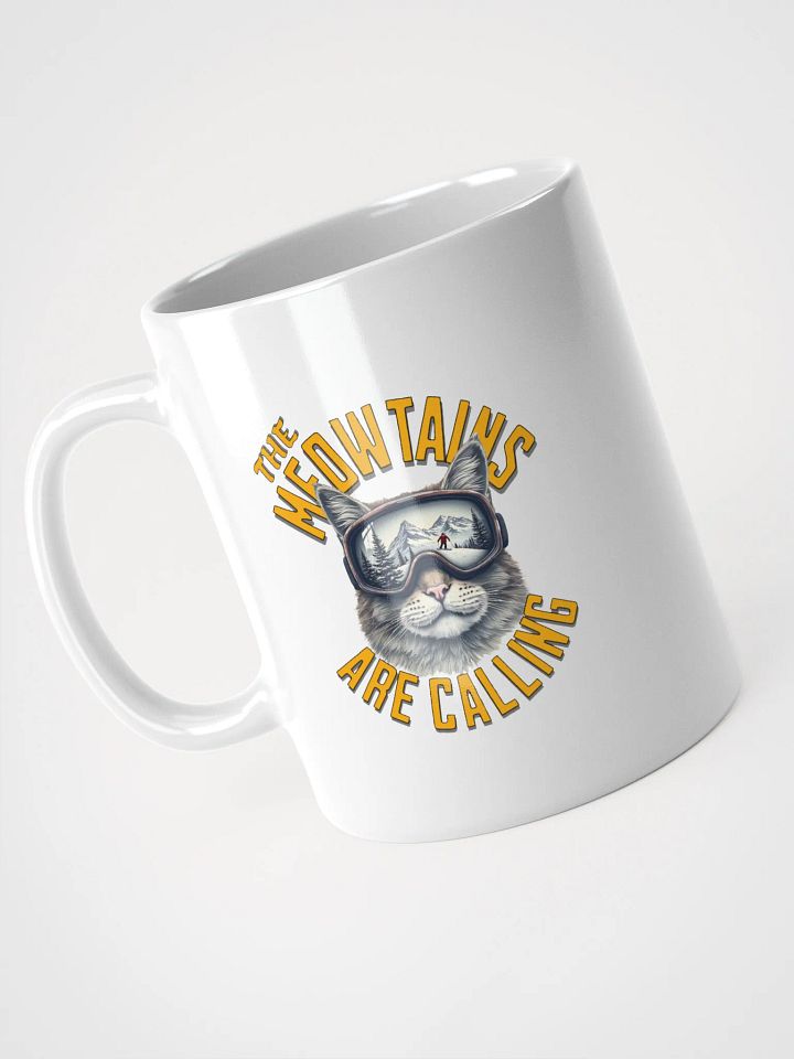 The Meowtains Are Calling Cat Skiing White Glossy Mug product image (2)