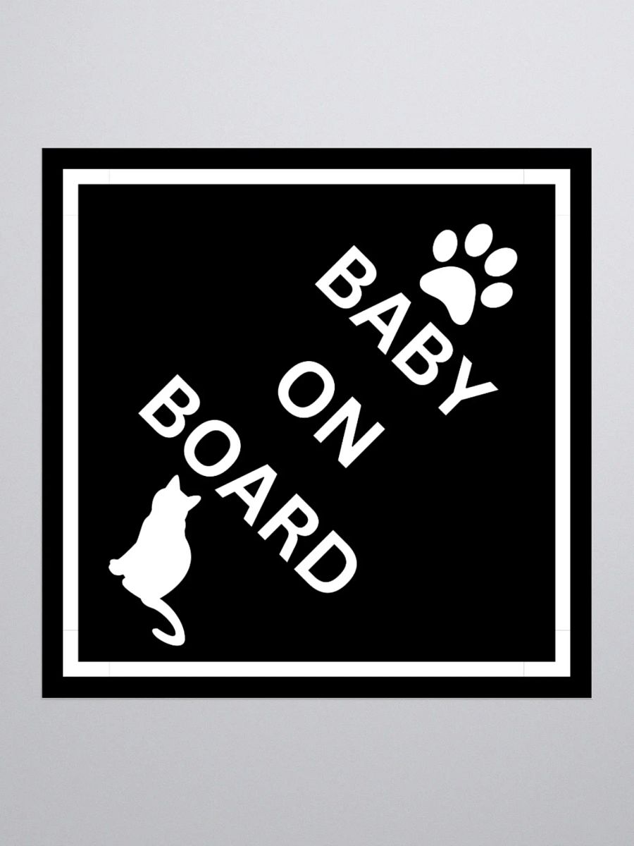 Cat Baby on Board Sticker - White on Black product image (4)