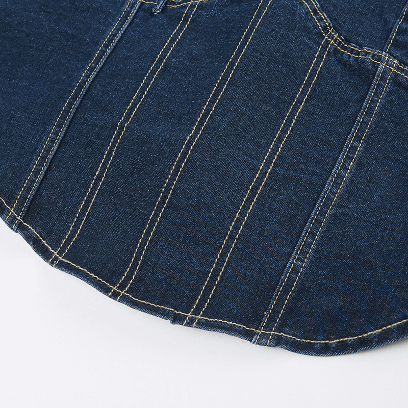 Strap Waistband Denim Corset Vest product image (10)