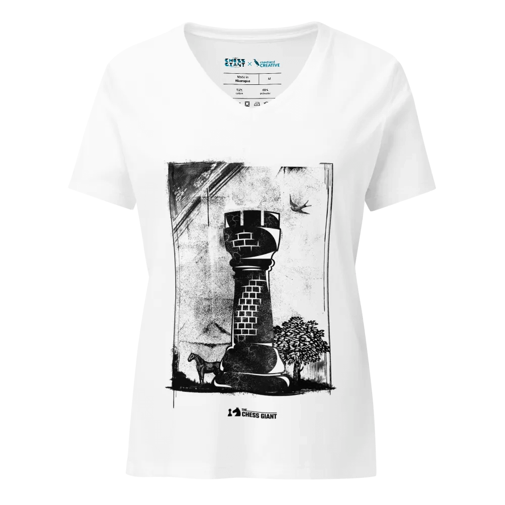 Grunge Chess: Medieval Rook women's v-neck t-shirt product image (1)