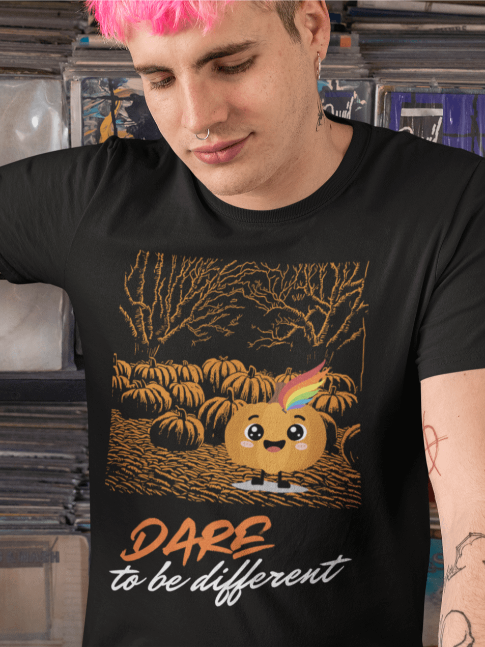 Dare to be Different Pride Pumpkin Tee (Unisex) product image (1)