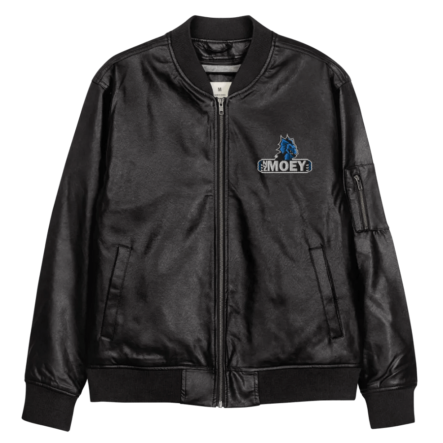 NZMOEY Logo Threadfast Apparel Faux Leather Bomber Jacket product image (10)