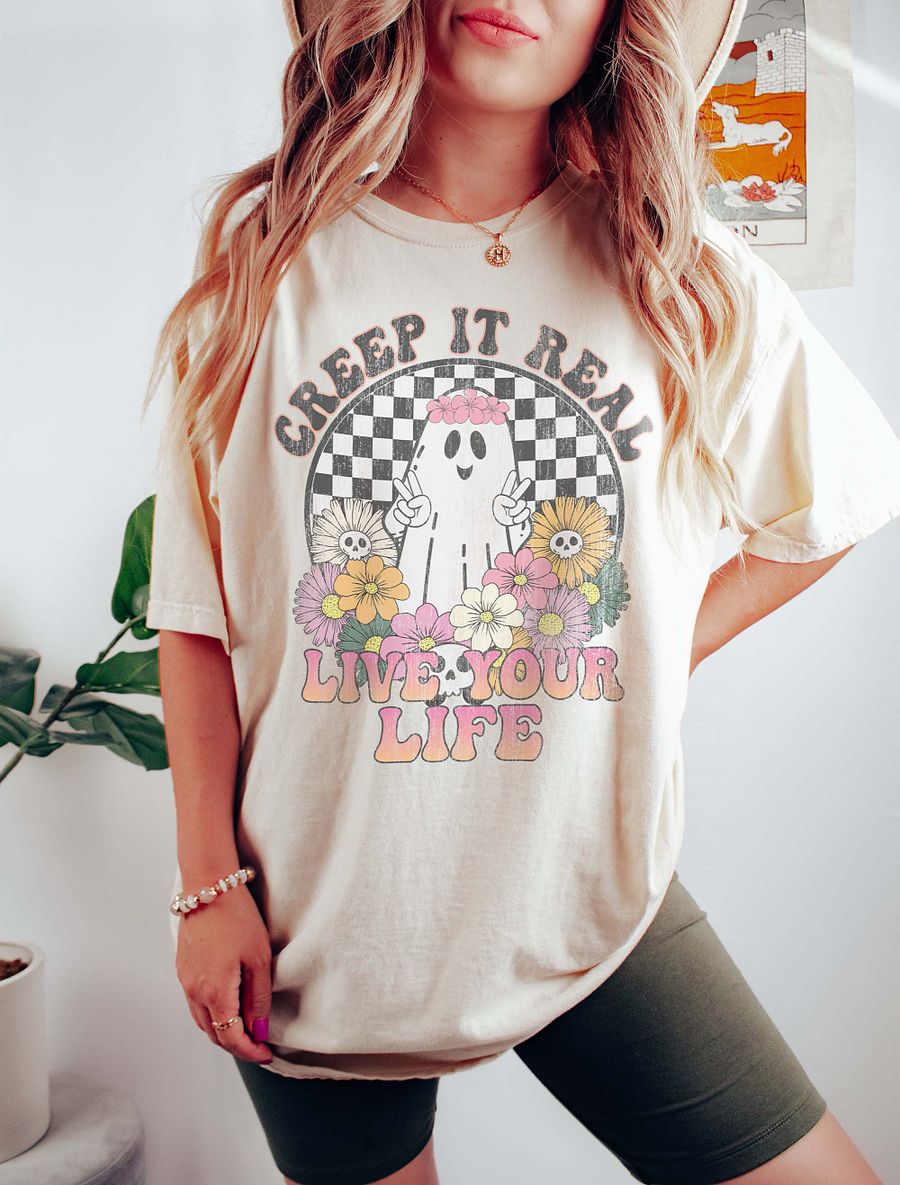 Creep It Real Floral Hippie Ghost T-Shirt | T-Shirt | Funny Fall and Halloween Design product image (10)