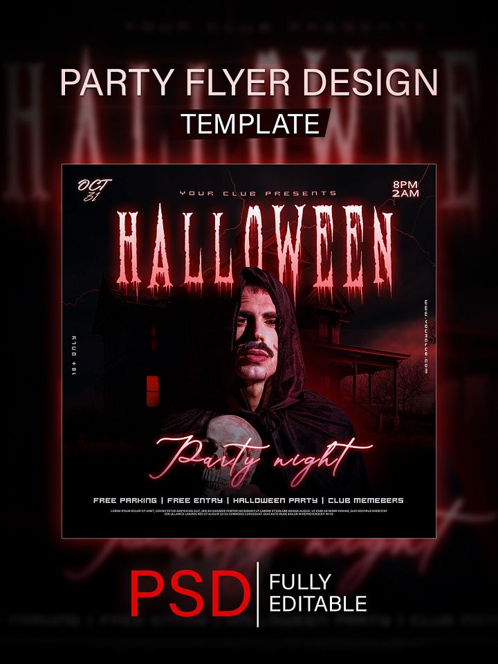 Spooky Night Halloween Party Flyer Template PSD product image (1)