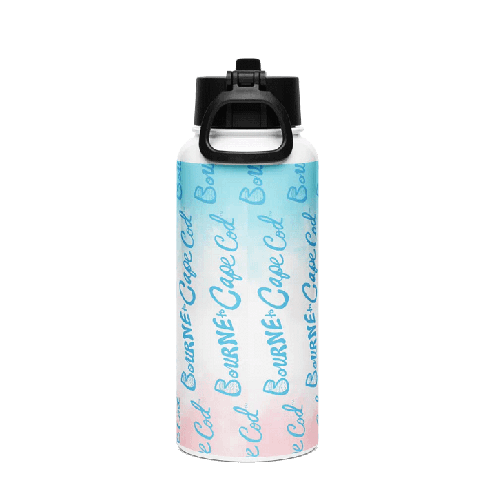 BOURNE to Cape Cod™ | Blue Logo Vertical Repeat | Stainless Steel Water Bottle | Iconic Pink, White & Blue product image (2)