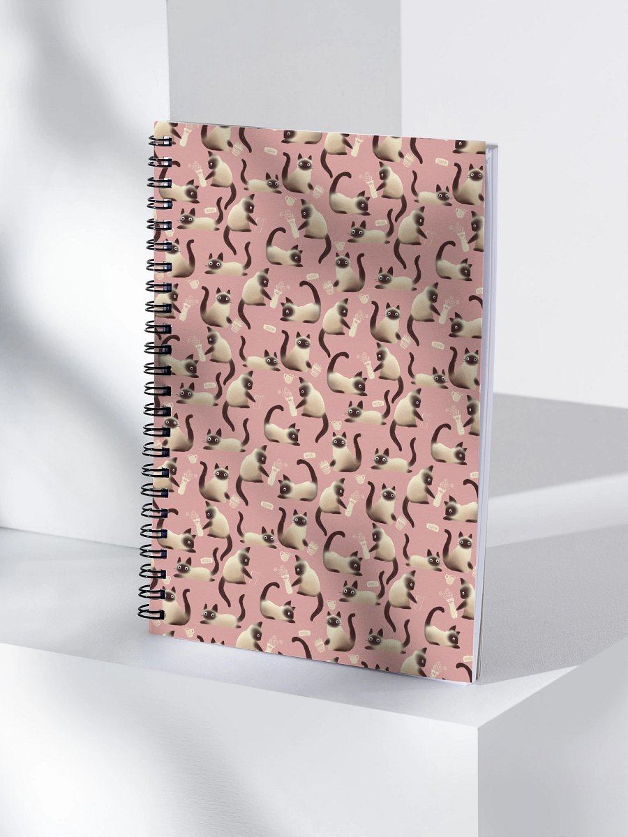 Bad Siamese Cats Knocking Stuff Over Pattern Notebook, Pink product image (4)