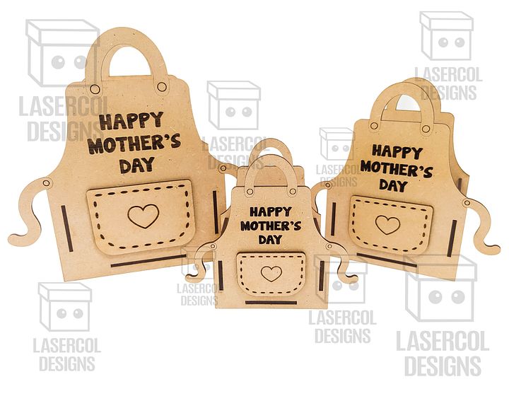 Mother's Day Gift Basket (3 Sizes) Apron Shaped Basket - Laser Cut Files product image (2)