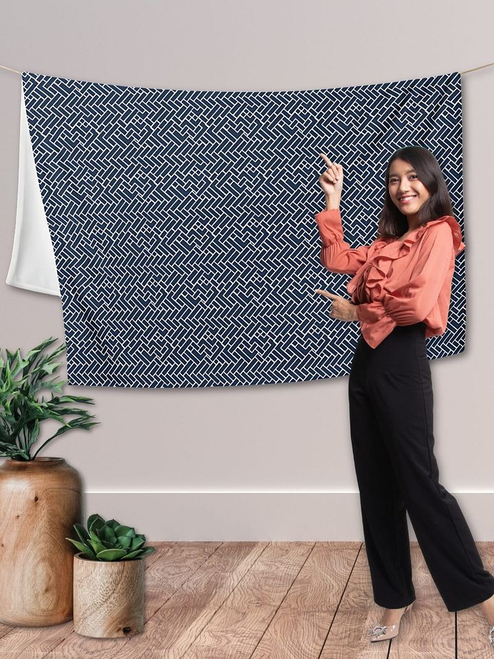Desert Sand Blue Herringbone Throw Blanket product image (1)