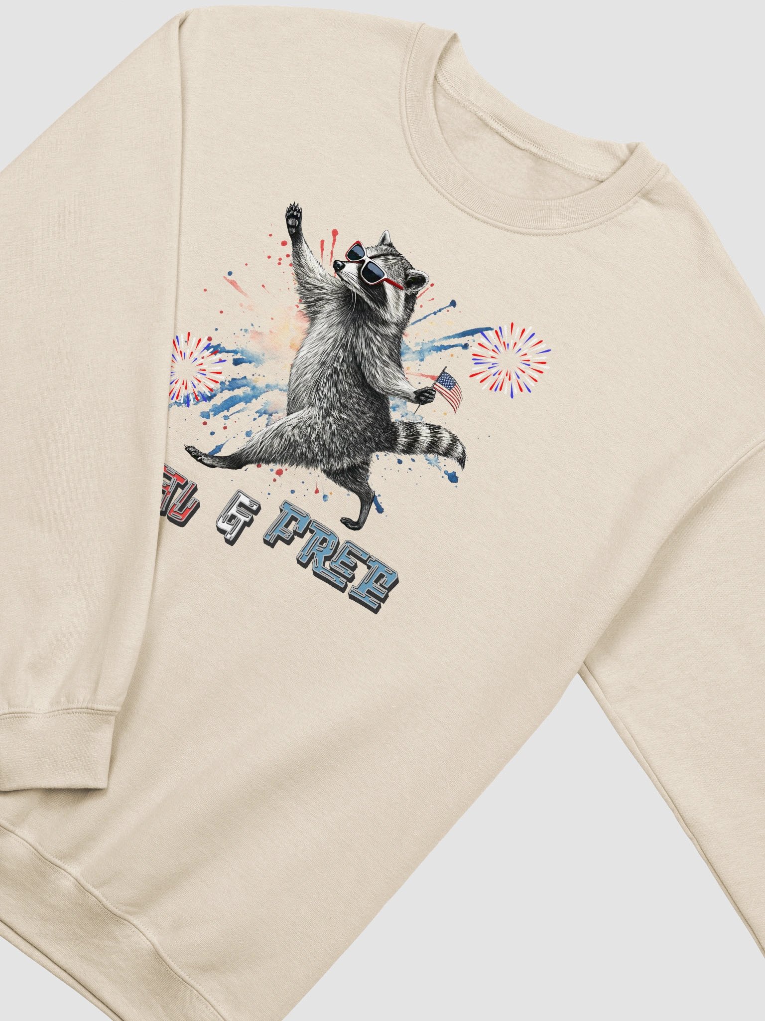 Feral And Free Raccoon Patriotic Celebration Sweatshirt product image (16)