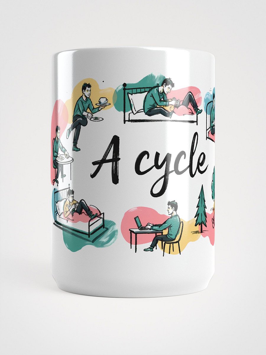 Cozy Daily Rhythms Poster | A Cycle Illustration Glossy Mug product image (5)