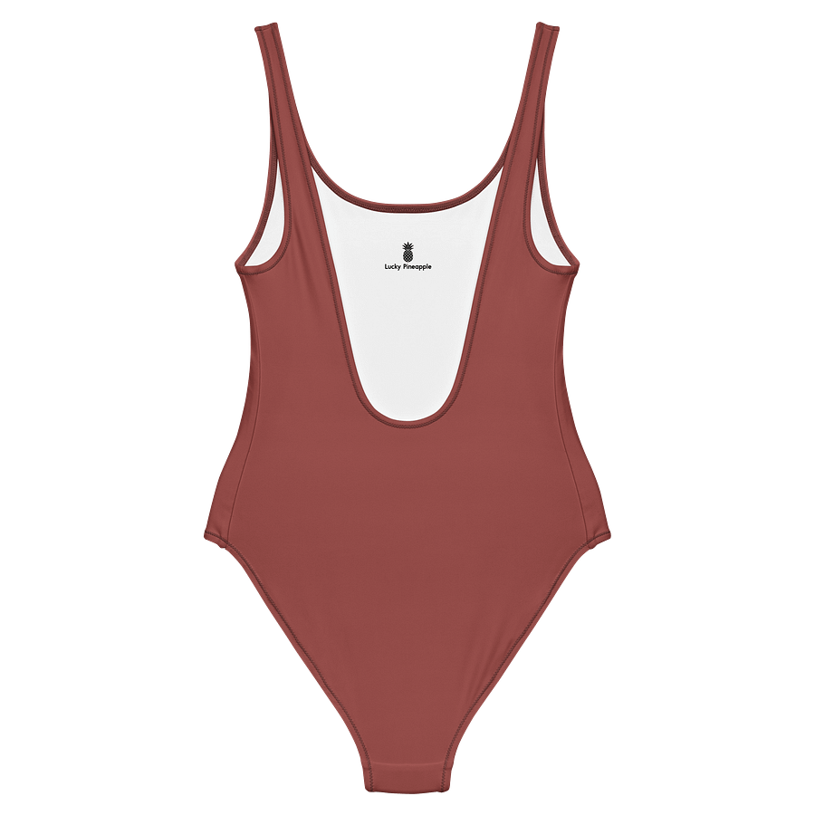 Albuquerque Terracotta Red Brown Solid Color Retro Inspired Women's One Piece Swimsuit product image (2)