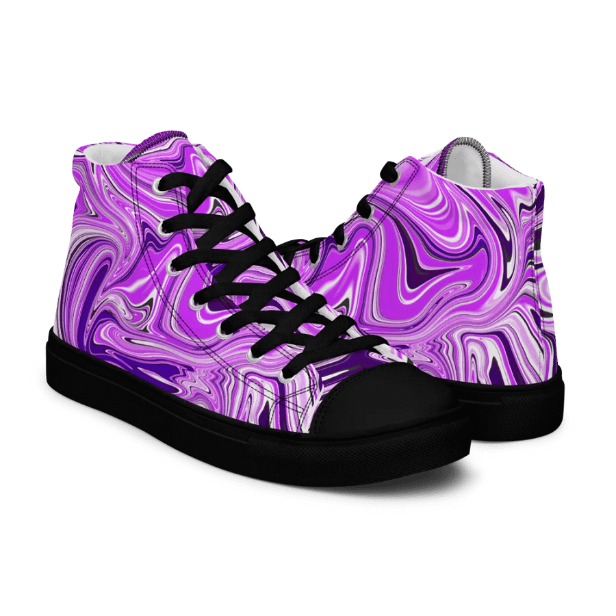 Women's High Top Canvas Shoes - Purple Digital Fluid Art product image (10)