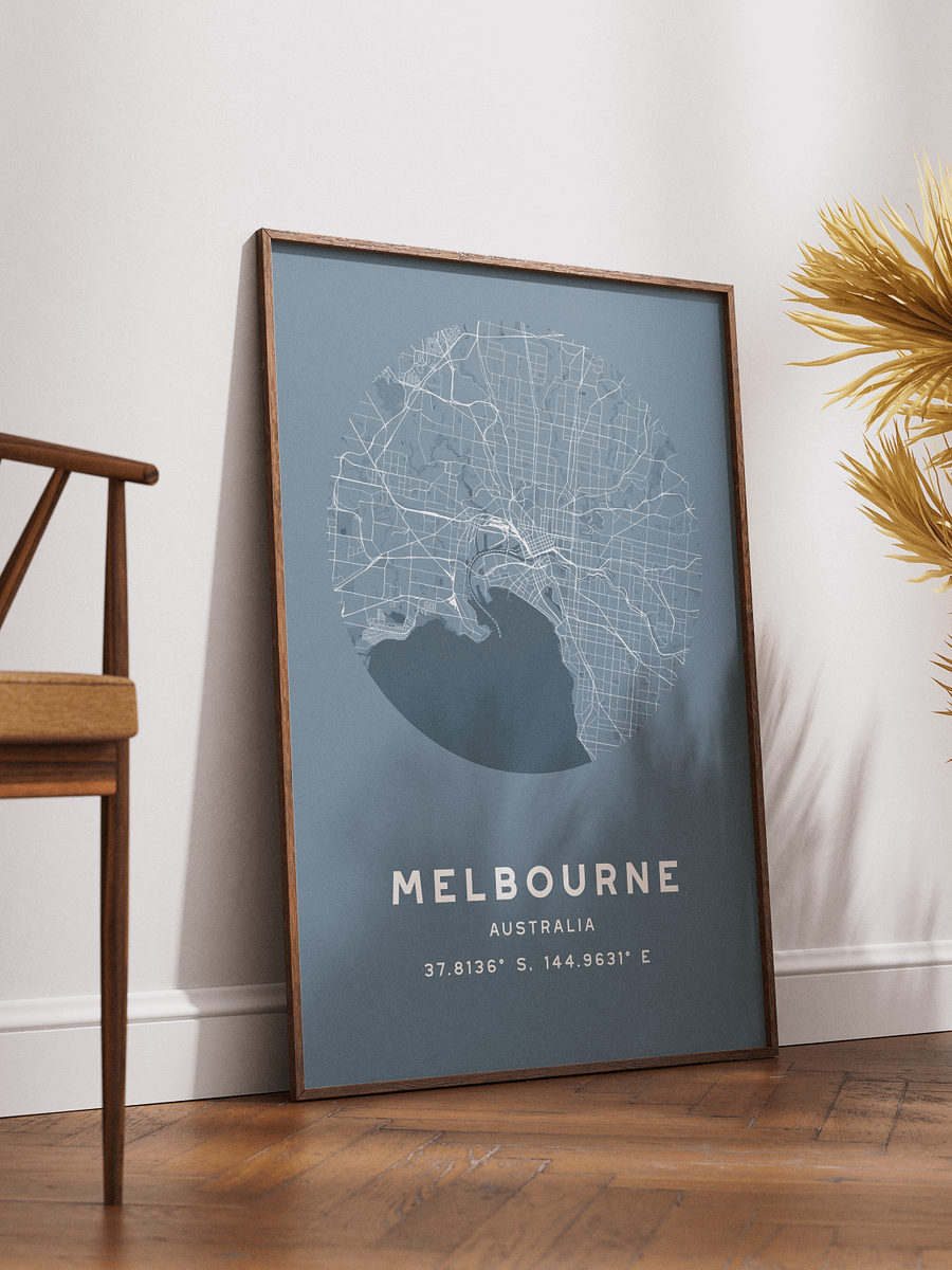 Melbourne Street Map Poster – Blue Minimalist Circular City Art product image (2)