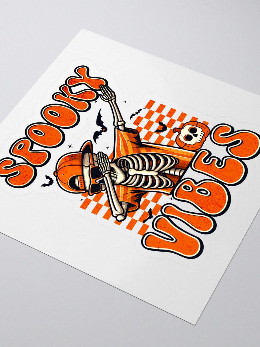 Retro Spooky Vibes Dabbing Skeleton Halloween Design Sticker product image (3)
