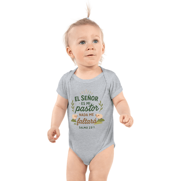 Christian Baby Bodysuit – “El Señor es mi Pastor” – Spanish Psalm 23:1 product image (1)