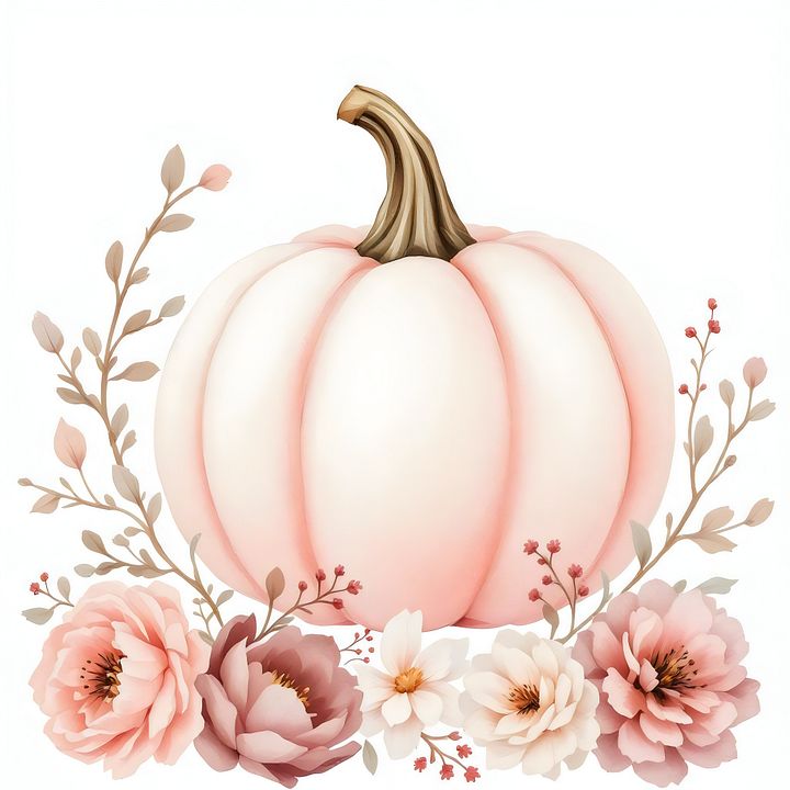 Free 20 Pink Floral Pumpkin Digital Clipart - Charming Designs for Creative Projects and Decor product image (1)