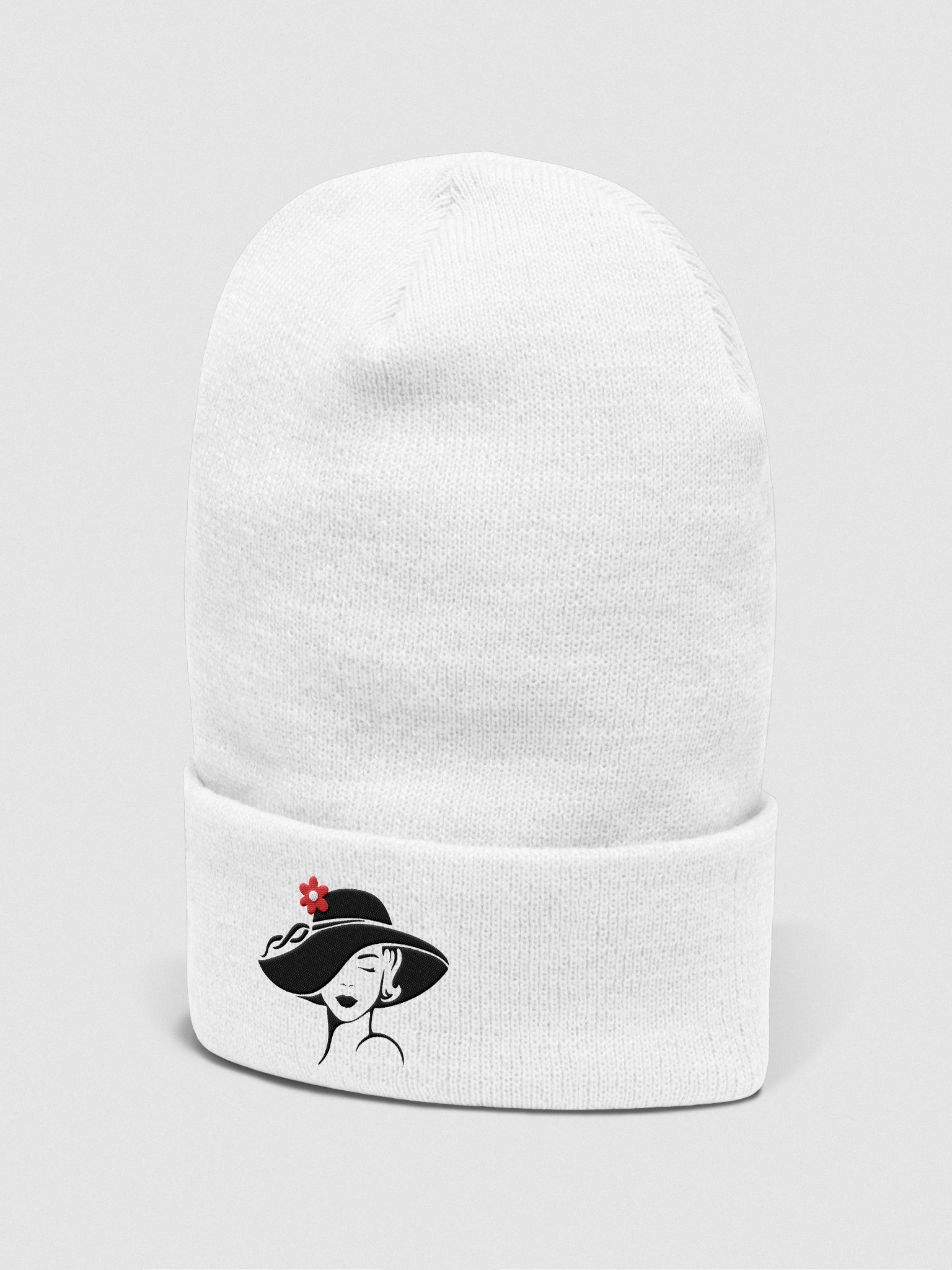 Elegant Lady With Hat Design Cuffed Beanie product image (5)