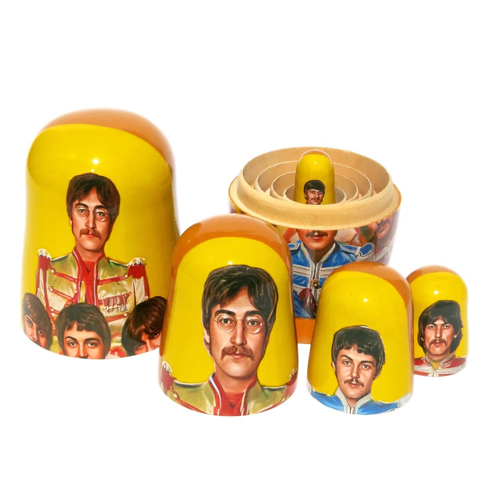 The Beatles Group 5 Piece Nesting Doll Set - Handcrafted Stacking Matryoshka Set - FREE U.S. SHIPPING! product image (5)