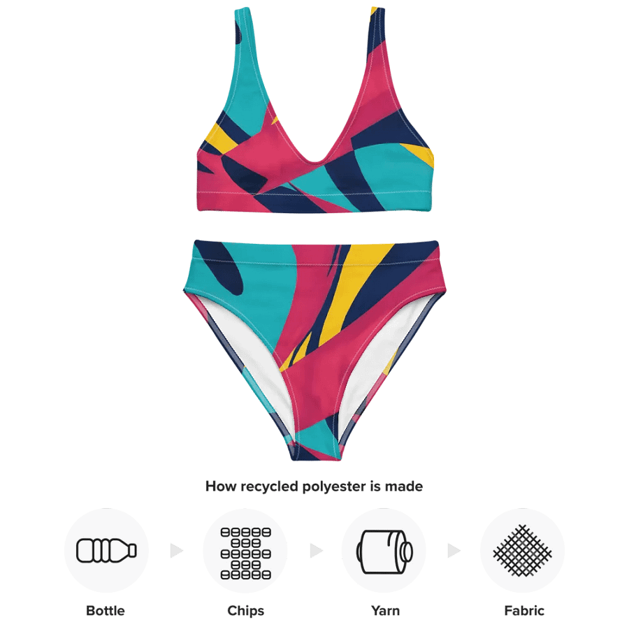 Abstract Lithographic Pattern Design High Waisted Bikini - V10 product image (3)