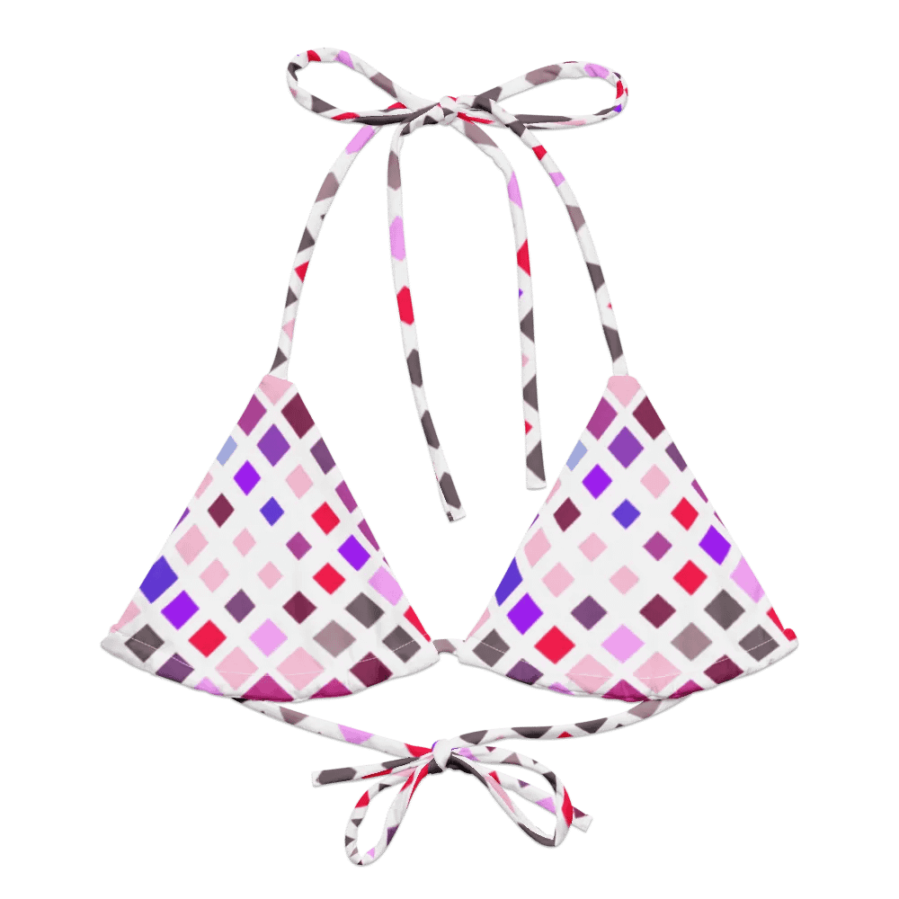 Colorful Square Pattern Design String Bikini Top - v2 product image (2)