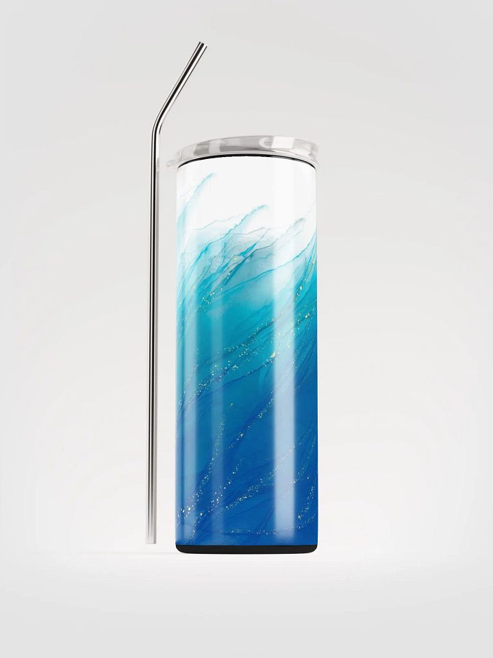 Ocean Dreams: Blue Aqua Tumbler with Golden Whispers product image (1)