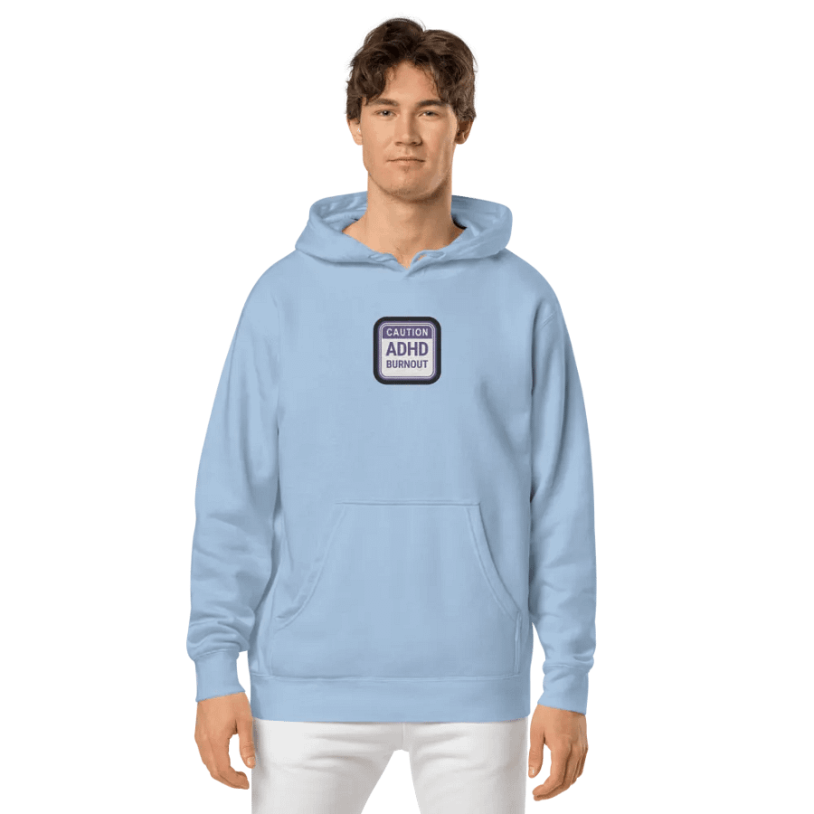 CAUTION: ADHD BURNOUT embroidered pigment hoodie (purple bubble design) product image (3)