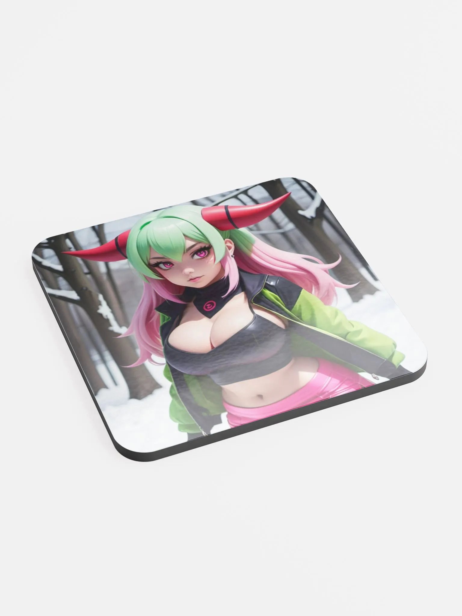 Horned Winter Sprite Glossed Cork Coaster product image (2)