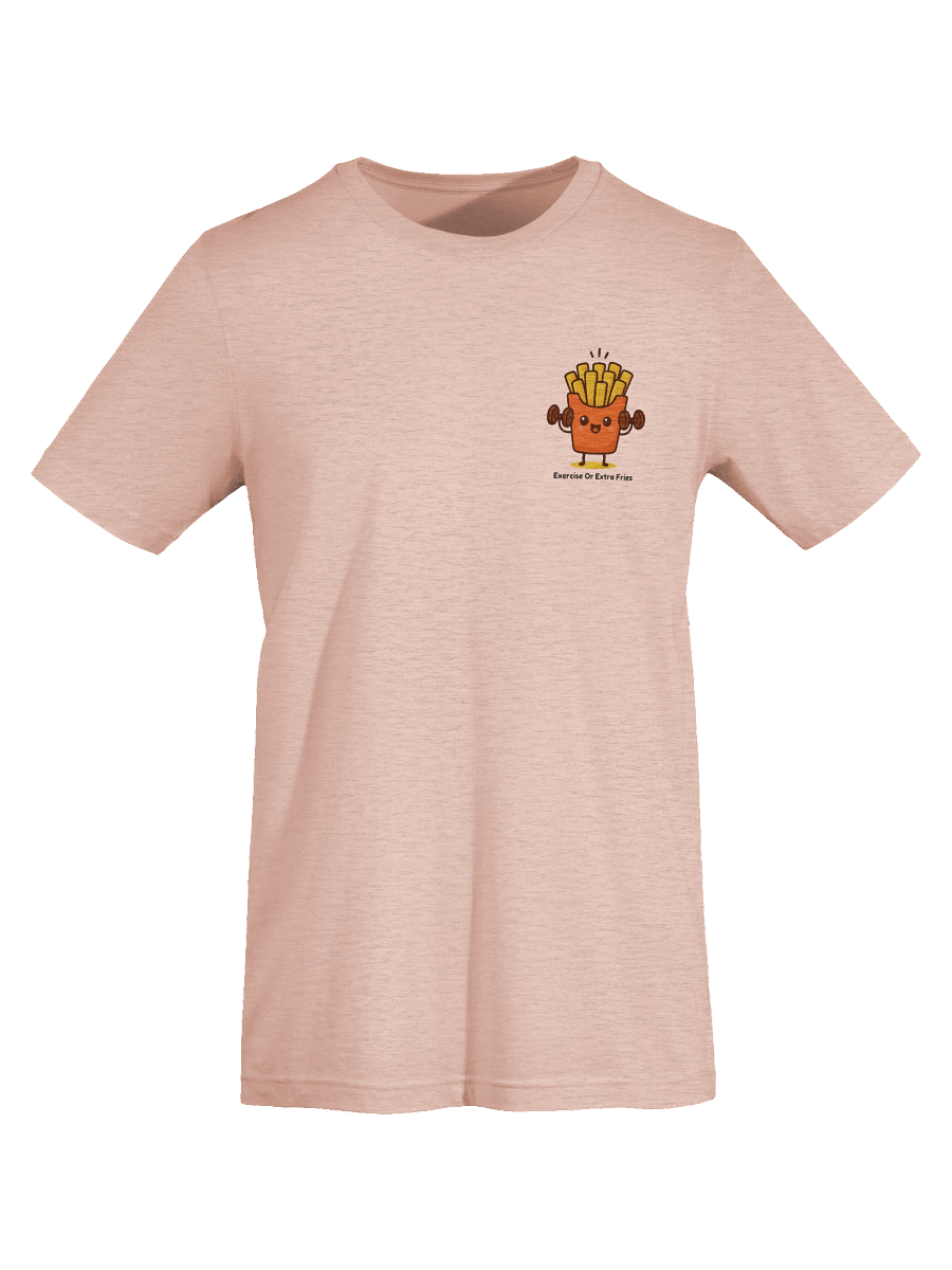 "Exercise or Extra Fries" Cute French Fries Fitness Pun T-Shirt product image (19)