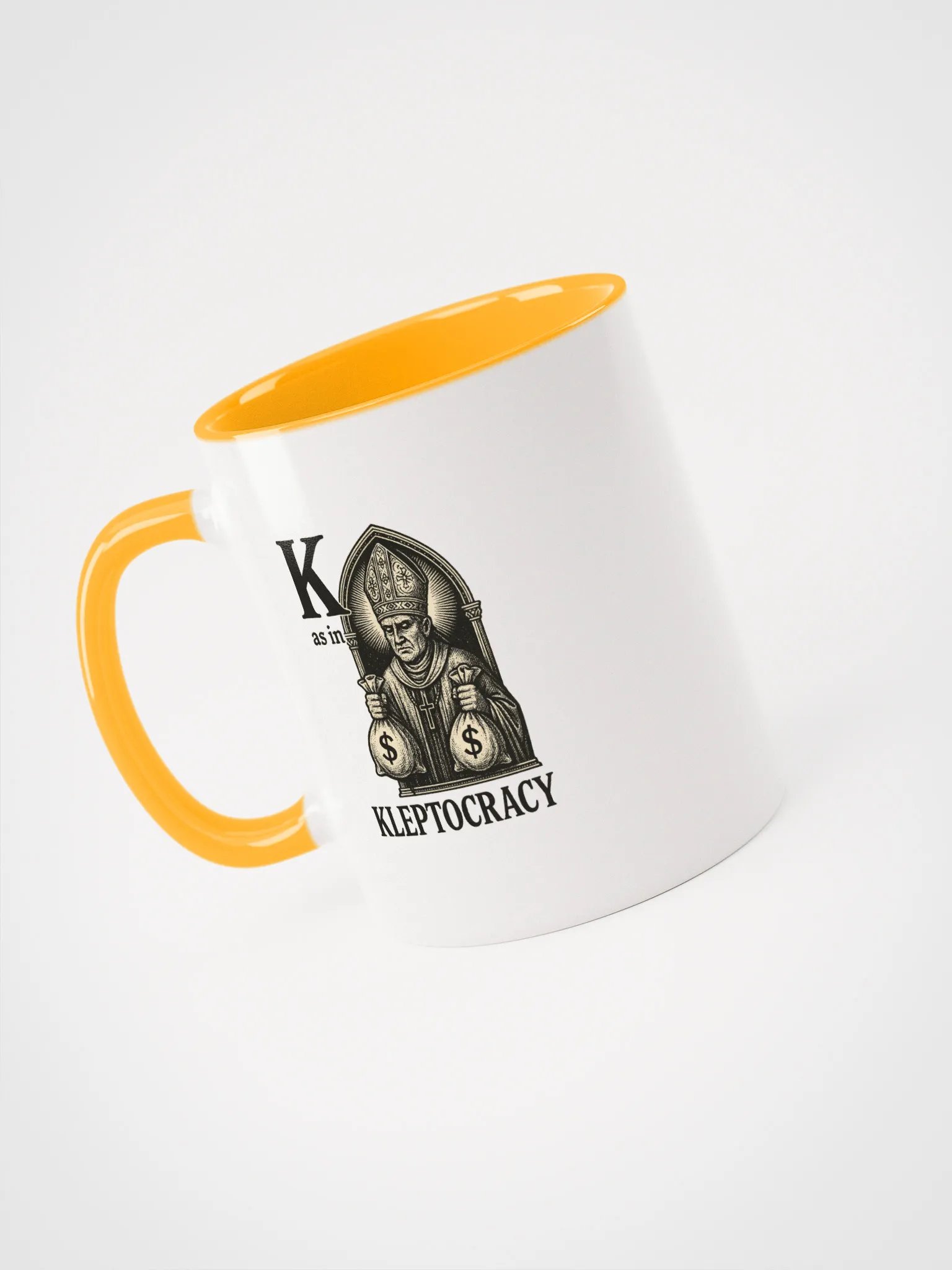 K as in kleptocracy ceramic mug with color inside by dark alphabet product image (1)