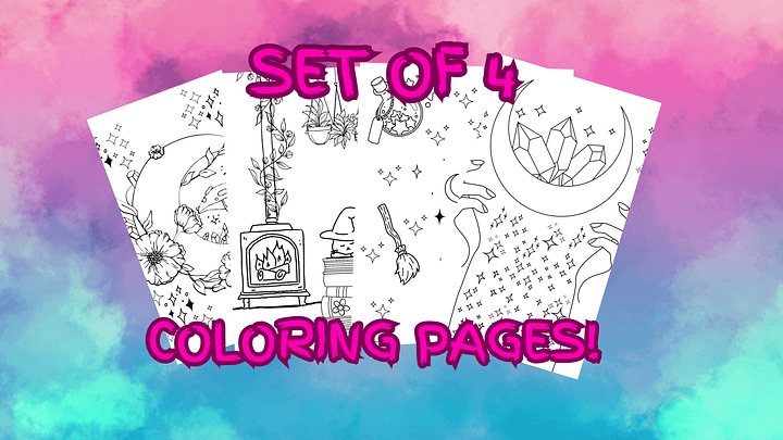 Witch Vibes Coloring Pages Set of 4 product image (1)