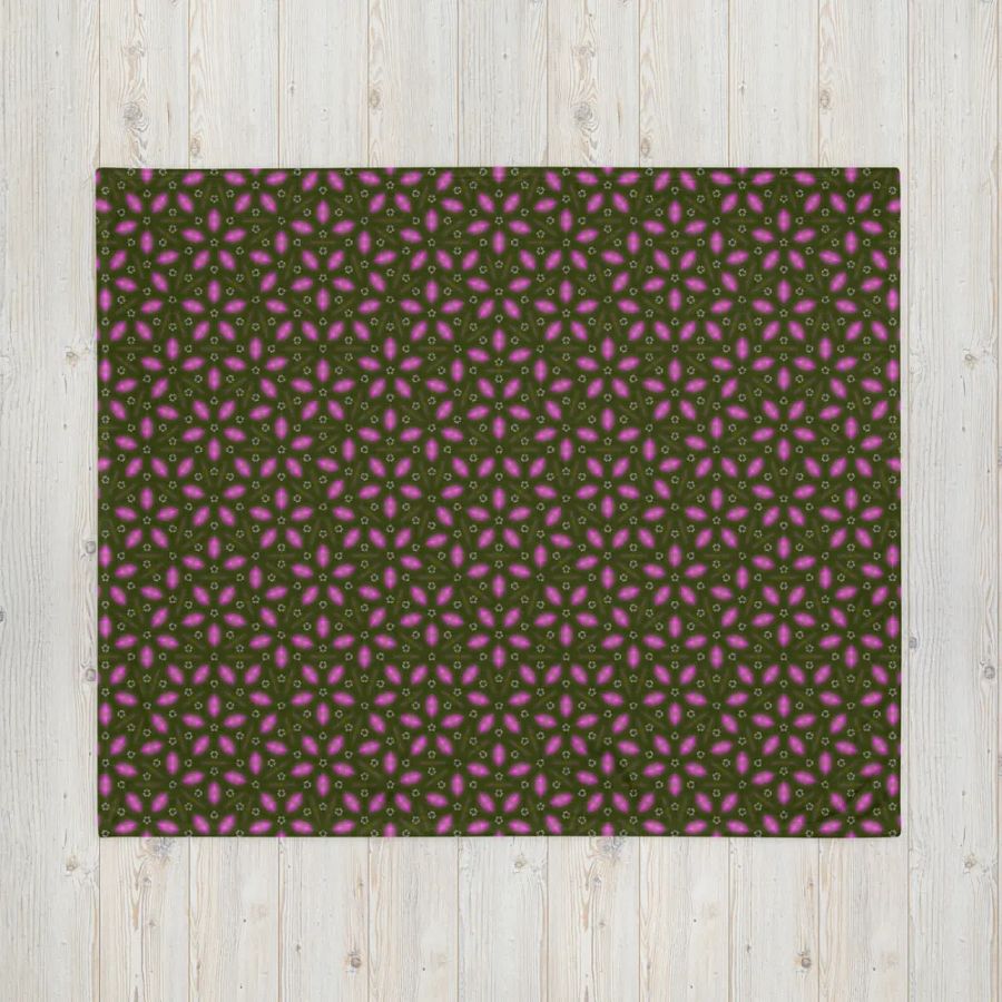 Dark Green & Pink Floral Throw Blanket product image (6)