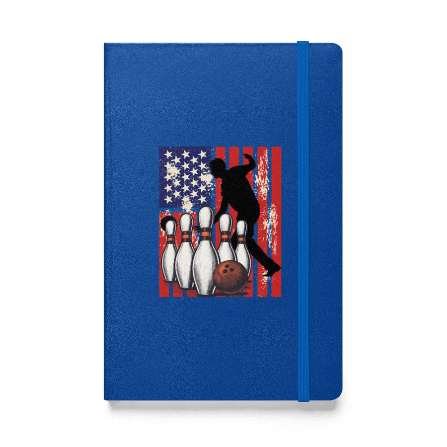 Flag American Bowling Strike & Scribble Silhouette Hardcover Notebook product image (1)