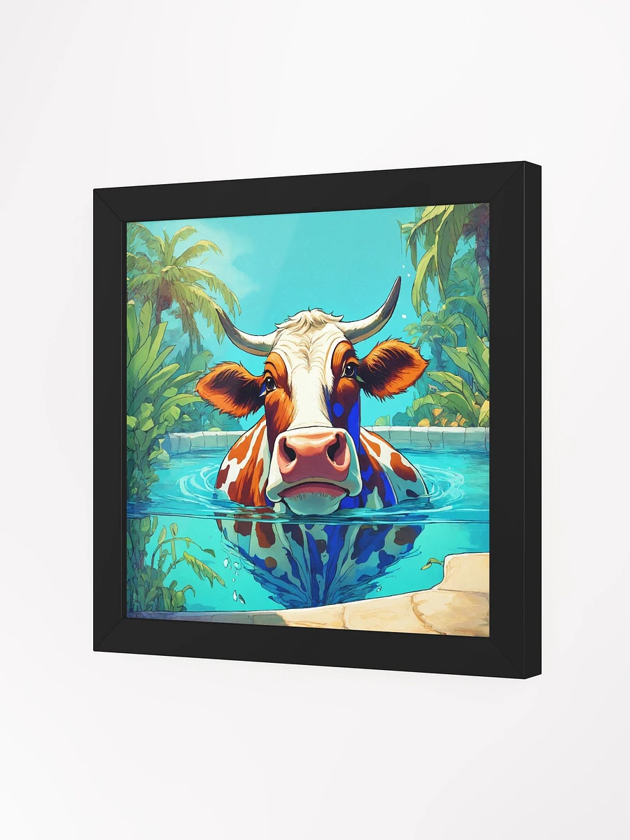Chilling the in Pool Cow Framed Print product image (3)