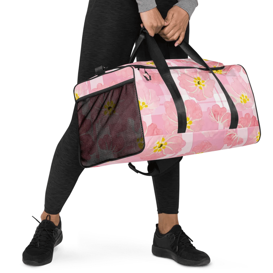 Pink Hibiscus Gingham Duffle Bag product image (6)