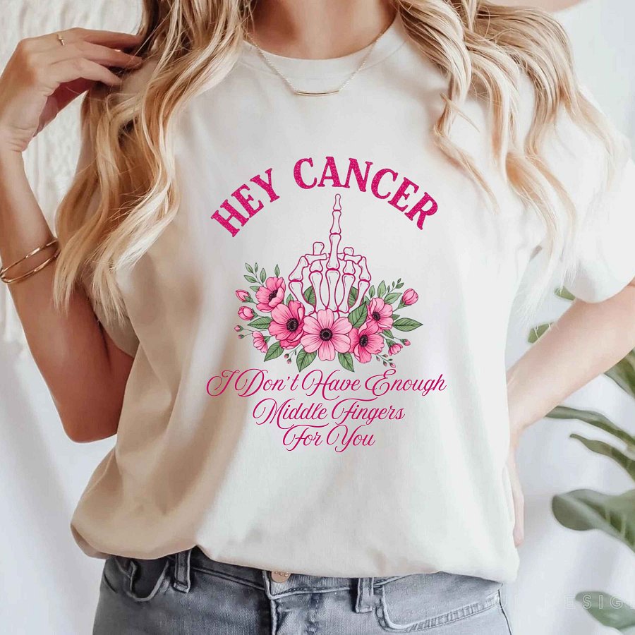 Floral Breast Cancer Middle Finger PNG, Breast Cancer Awareness Digital Download, Sarcastic Support Clipart for Shirts & Tumblers product image (3)