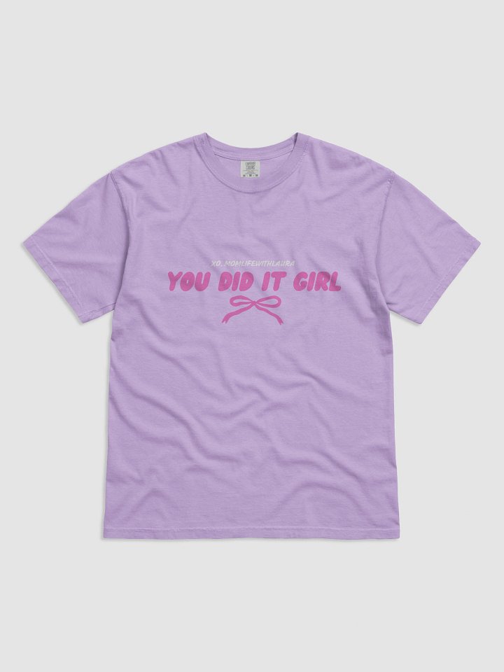 You Did it Girl Bow Comfort Colors Tee - Hot Pink/Orchid product image (1)