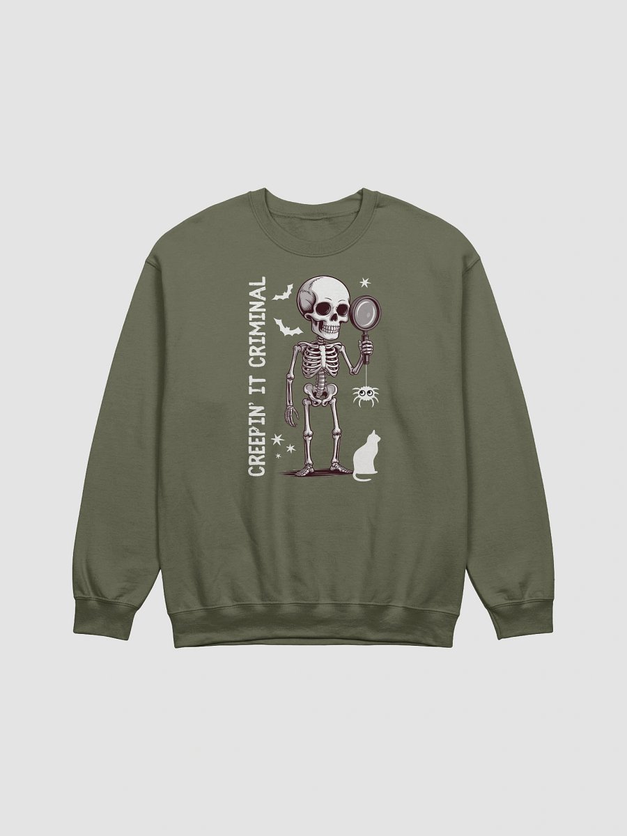 Creepin’ It Criminal Halloween Sweatshirt for True Crime Lovers - Dark product image (2)
