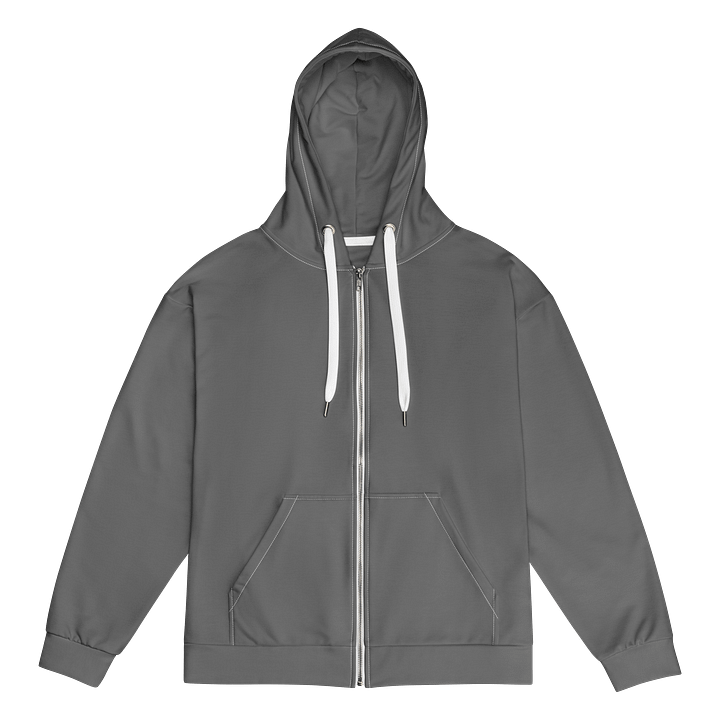 Dark Gray Solid Color Eco Friendly Unisex Zip Hoodie product image (1)