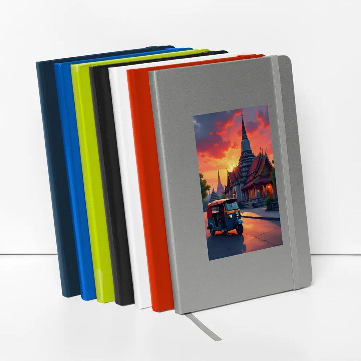 Tuk-Tuk at Sunset Near Thai Temple hardcover notebook product image (2)