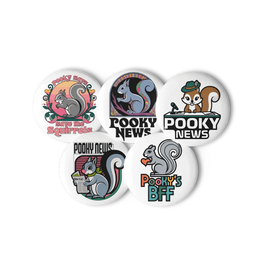 Original Pooky Artwork Buttons: Set of Five -x product image (3)