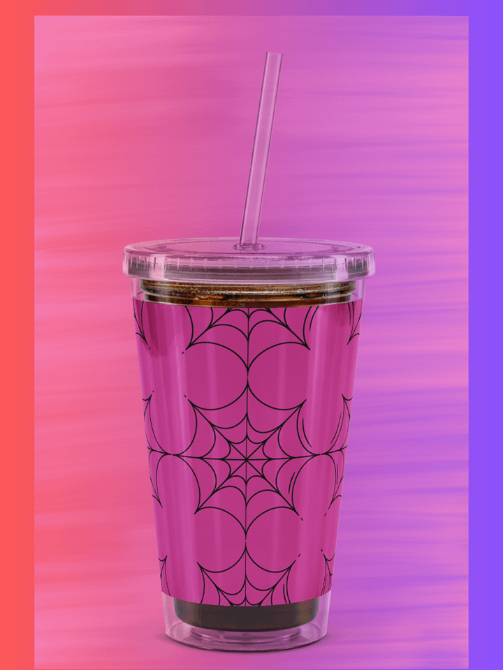 Spooky Spider Web Plastic Tumbler product image (2)