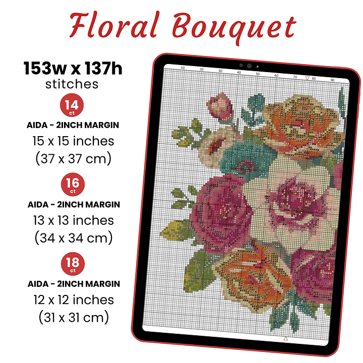 Free Floral Bouquet Cross Stitch Pattern product image (2)