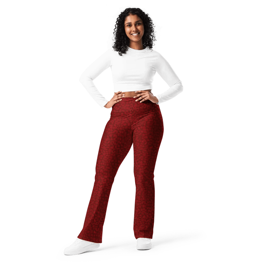 Burgundy Leopard Print Flare Leggings product image (1)