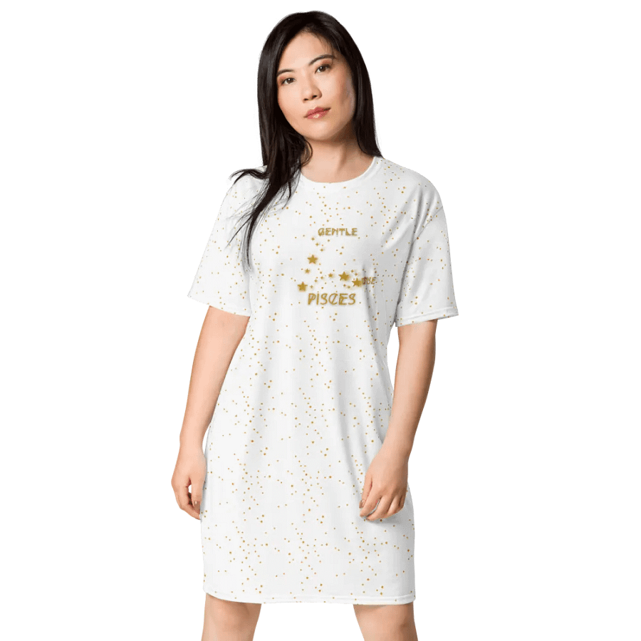 Pisces, Gentle & Wise, White Tee Dress product image (1)