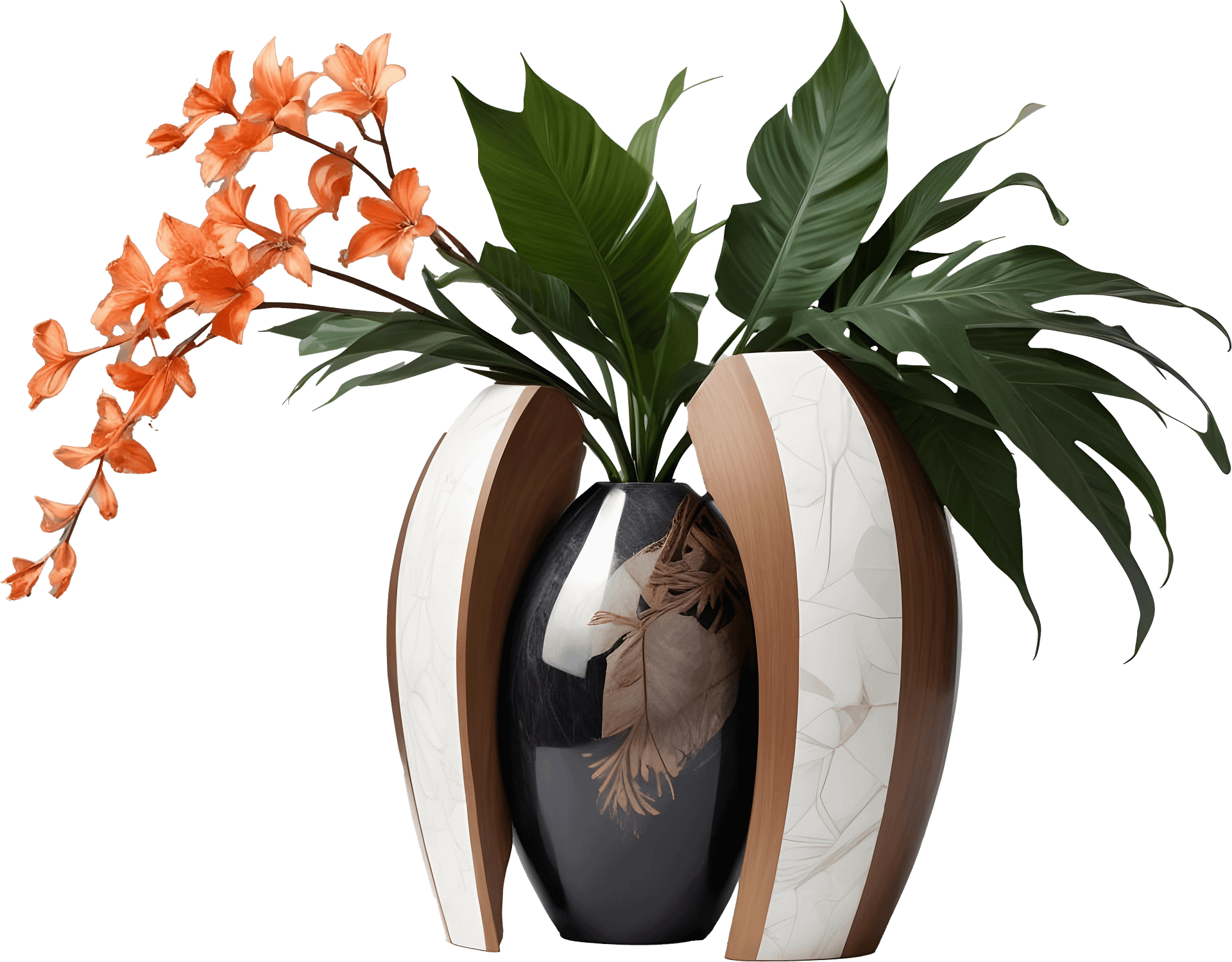 Dream of Eternity – Split-Arc Tropical Vase PNG product image (1)