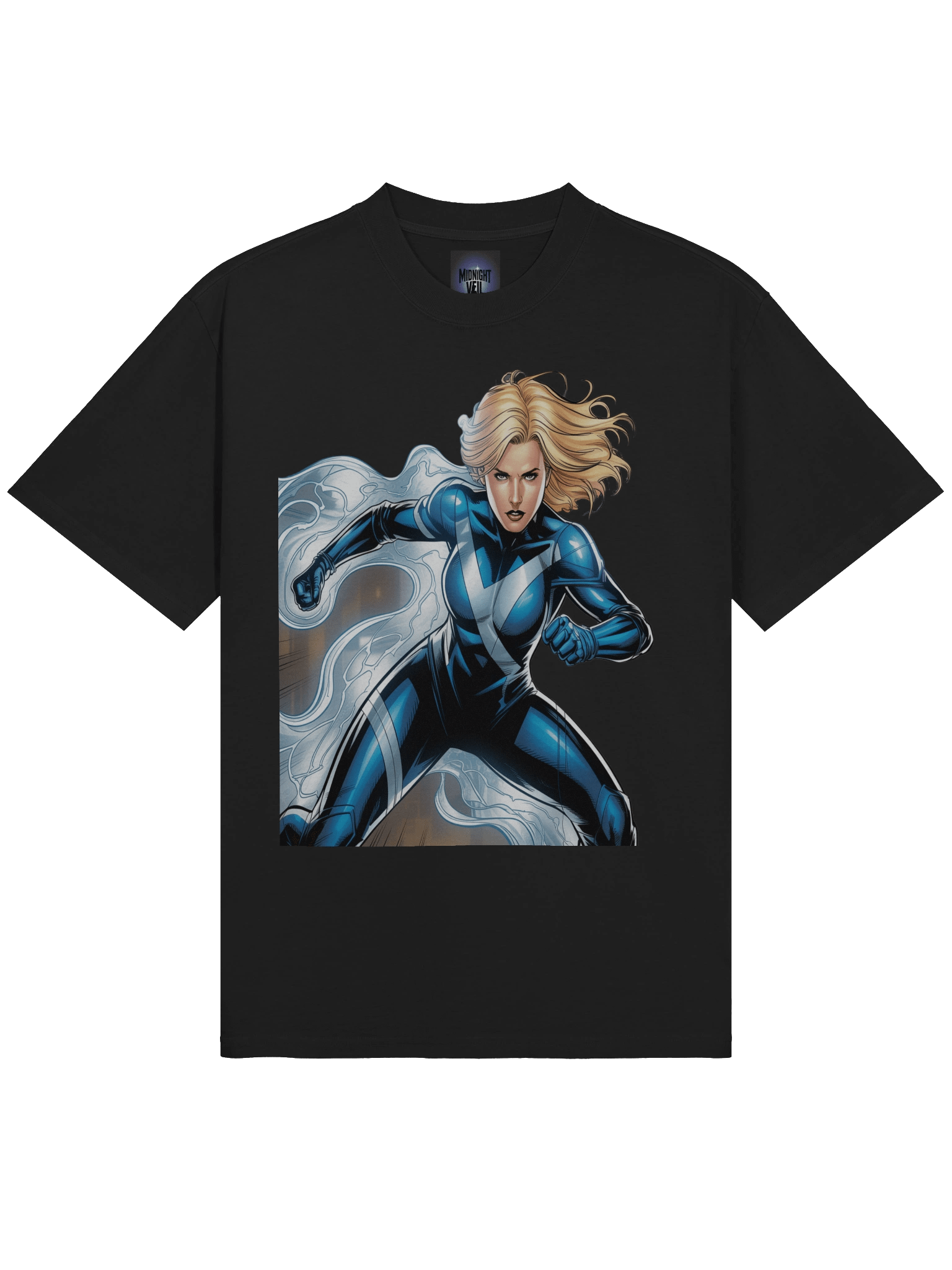Invisible Woman Ethereal Surge Oversized Faded T-Shirt – Phantom Power Pulse product image (5)