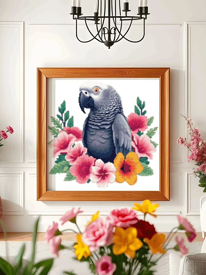 Floral African Grey Parrot product image (1)