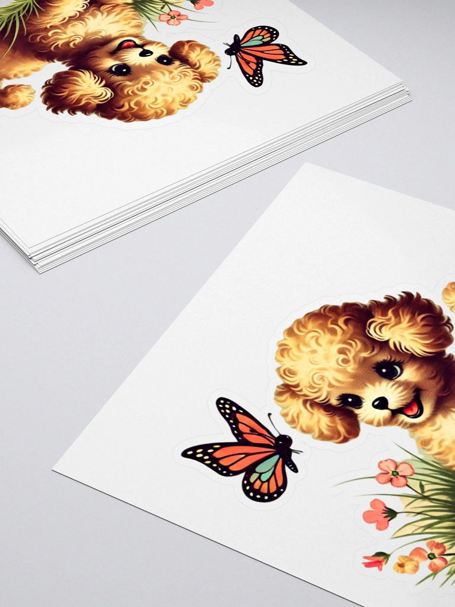 Joyful Poodle and Butterfly Retro Style Stickers product image (11)