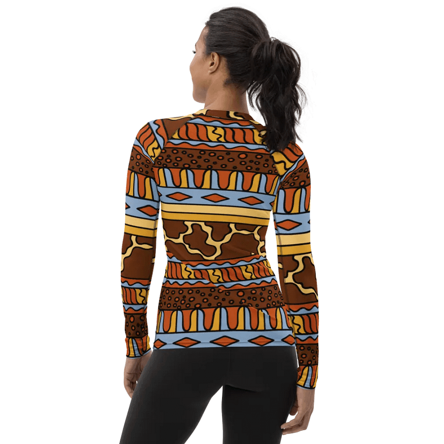 Vibrant Heritage: Hand-Drawn African Pattern All-Over Print Women's Rash Guard product image (2)